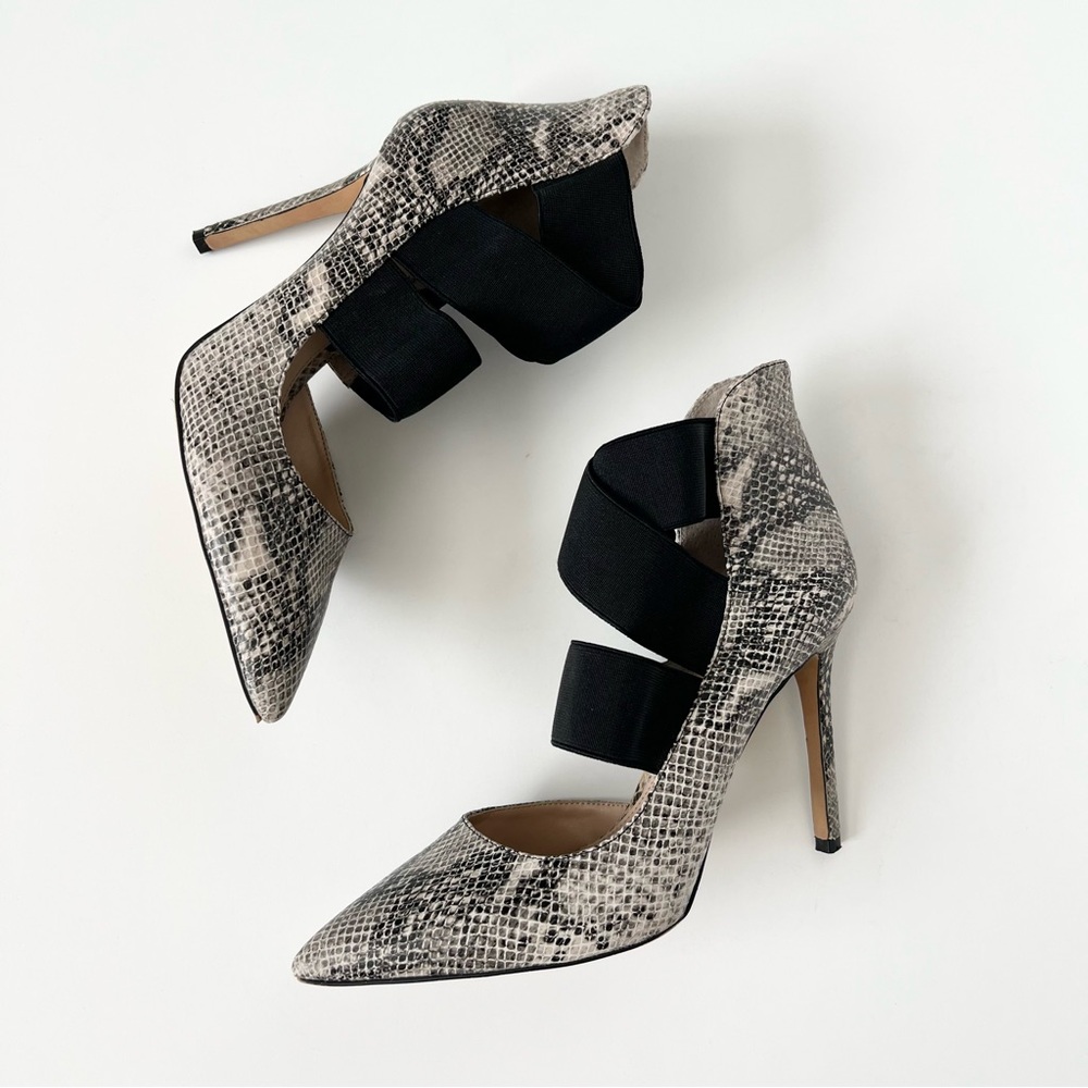 Vince Camuto Nigel Snake print pointed toe stiletto heels Leather heels Size 9 - Picture 5 of 10